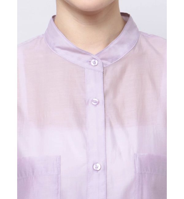 MERCURYDUO「ノーカラーバックリボンシアーシャツ」|シャツ・ブラウス|