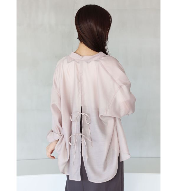 MERCURYDUO「ノーカラーバックリボンシアーシャツ」|シャツ・ブラウス|