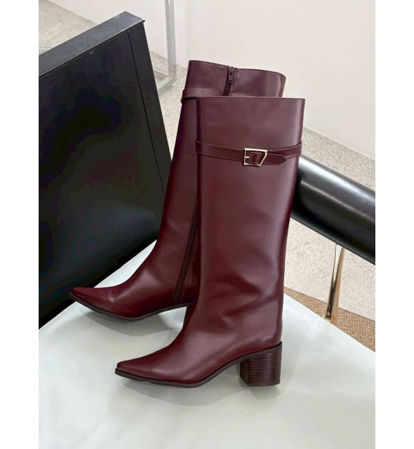 MERCURYDUO「ベルテッドロングブーツ」|ロングブーツ|レッド