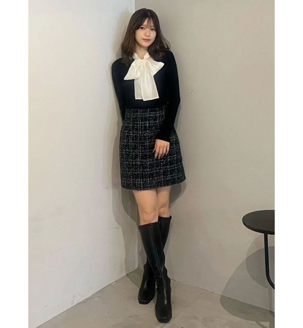 MERCURYDUO「異素材リボンカットアウトニット」|ニット・セーター|