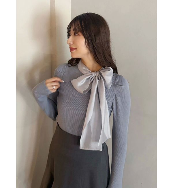 MERCURYDUO「異素材リボンカットアウトニット」|ニット・セーター|