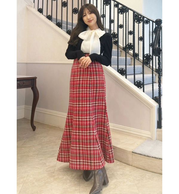 MERCURYDUO「異素材リボンカットアウトニット」|ニット・セーター|