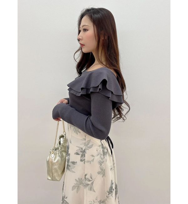 MERCURYDUO「編み変化ラッフルコンパクト」|ニット・セーター|