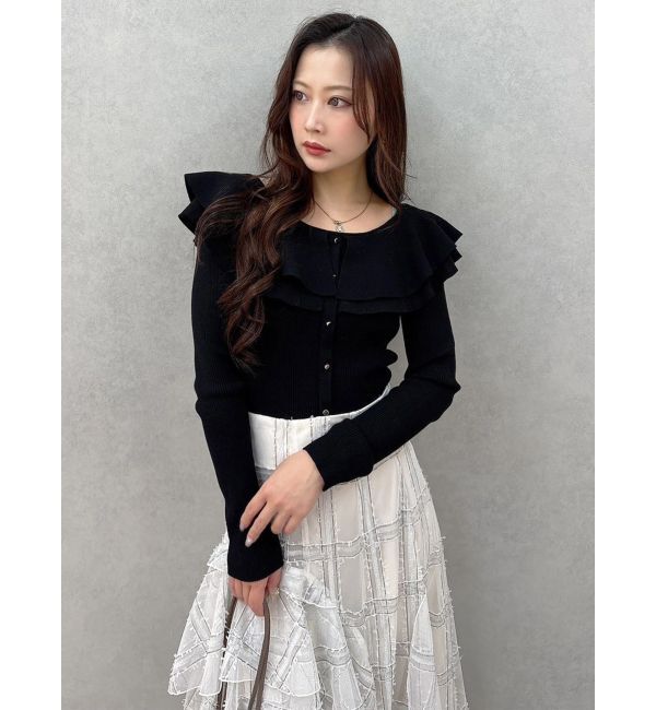 MERCURYDUO「編み変化ラッフルコンパクト」|ニット・セーター|