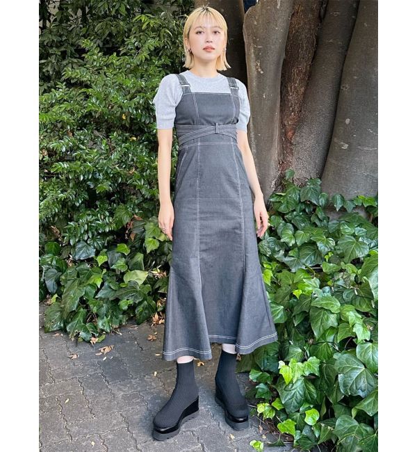 MURUA「フロントクロスデザインジャンスカ」|ジャンパースカート|