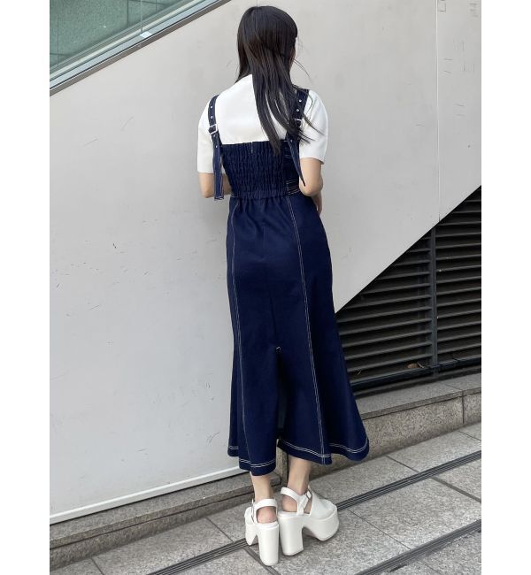 MURUA「フロントクロスデザインジャンスカ」|ジャンパースカート|