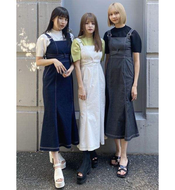 MURUA「フロントクロスデザインジャンスカ」|ジャンパースカート|