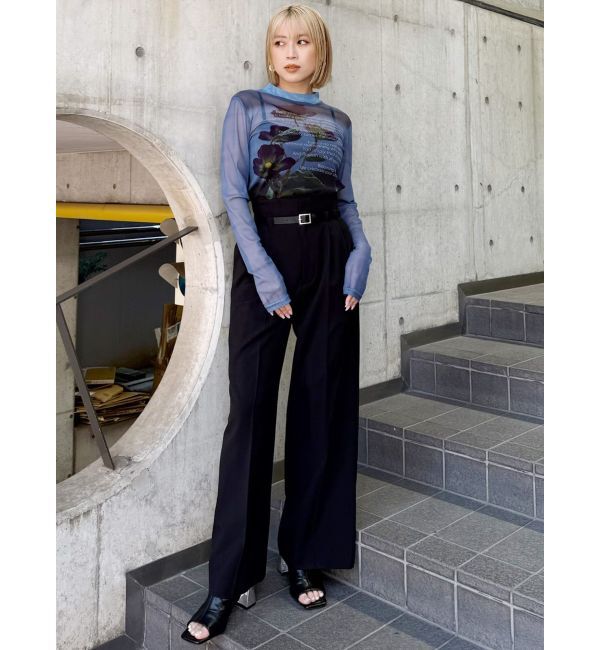 MURUA「フェイクレザーベルトハイウエストパンツ」|その他|