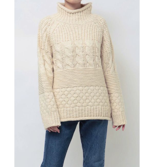 Ungrid「ローゲージハイネックケーブルニット」|ニット・セーター|オフホワイト