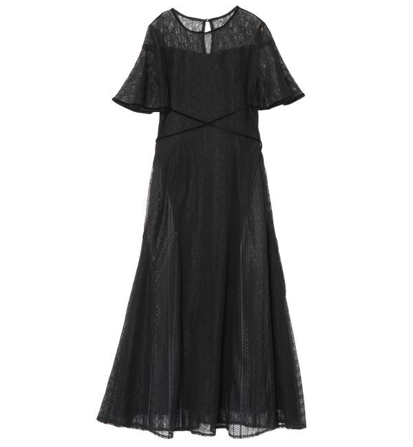 LAGUNAMOON「LADYウエストクロスナローレースワンピース」|ドレス|