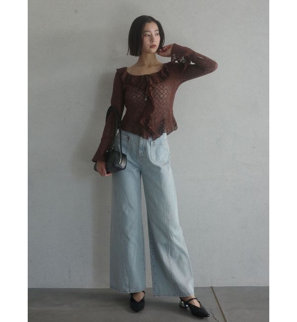 LAGUNAMOON「パッチポケットセミワイドデニムパンツ」|デニム|