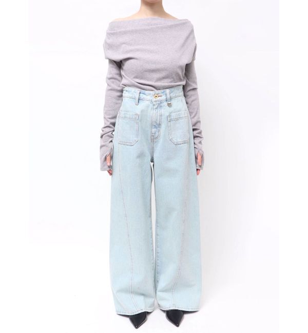 LAGUNAMOON「パッチポケットセミワイドデニムパンツ」|デニム|