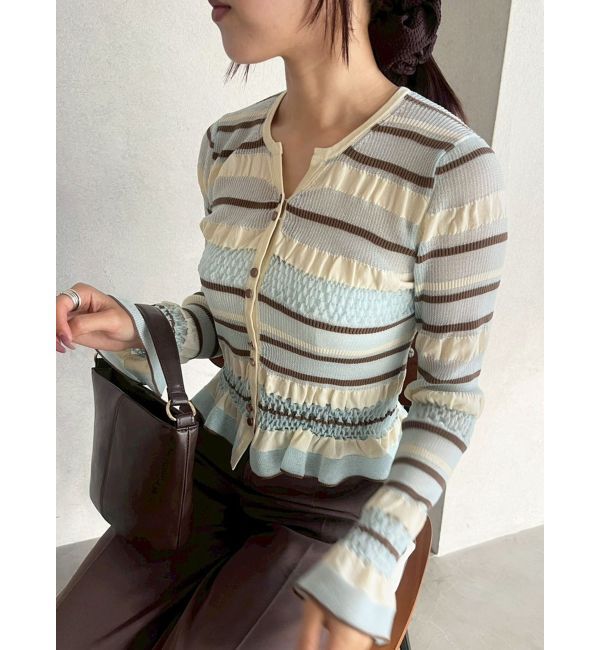 LAGUNAMOON「シアーボーダーカーデプルオーバー」|ニット・セーター|