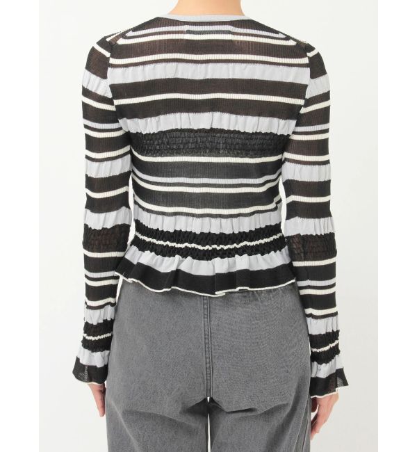 LAGUNAMOON「シアーボーダーカーデプルオーバー」|ニット・セーター|