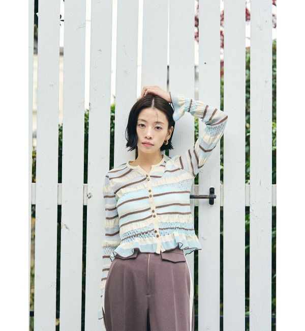 LAGUNAMOON「シアーボーダーカーデプルオーバー」|ニット・セーター|
