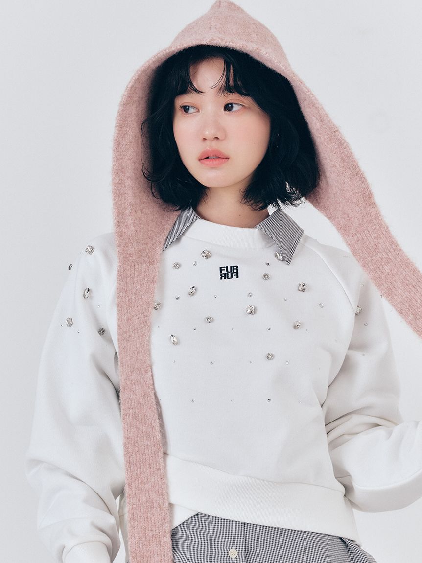 FURFUR「ビジュー付きロゴ刺繍スウェット」|スウェット・ジャージ|OWHT