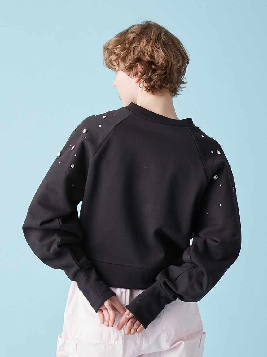 FURFUR「ビジュー付きロゴ刺繍スウェット」|スウェット・ジャージ|