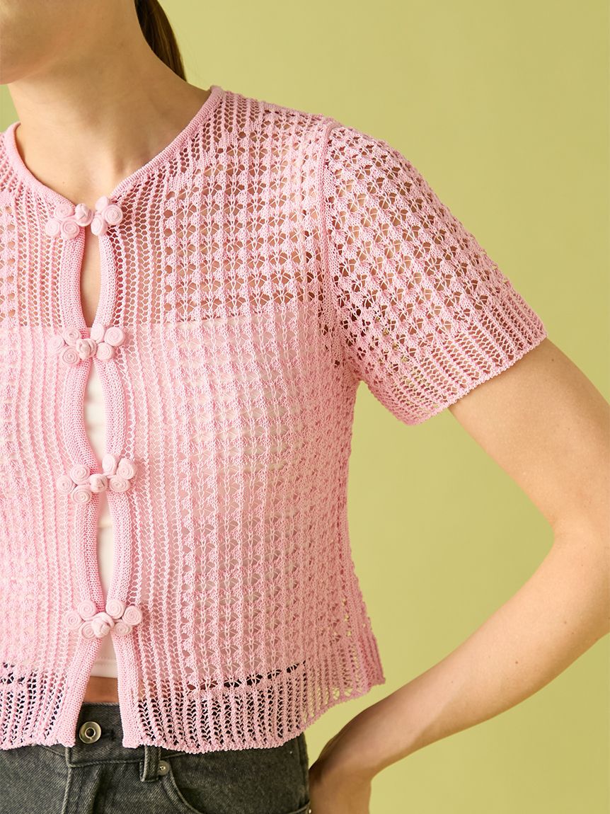 FURFUR「レース編みチャイナニットトップス」|ニット・セーター|