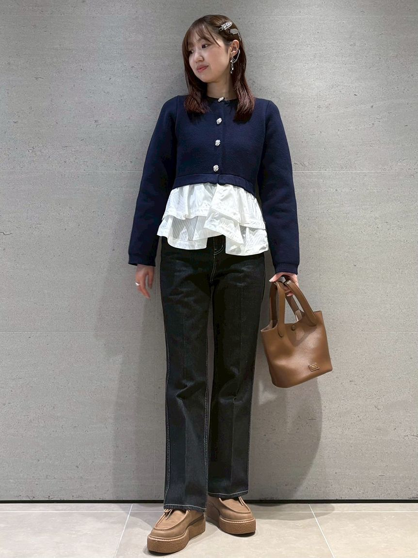 FURFUR「リボンステッチセミフレアデニムパンツ」|デニム|