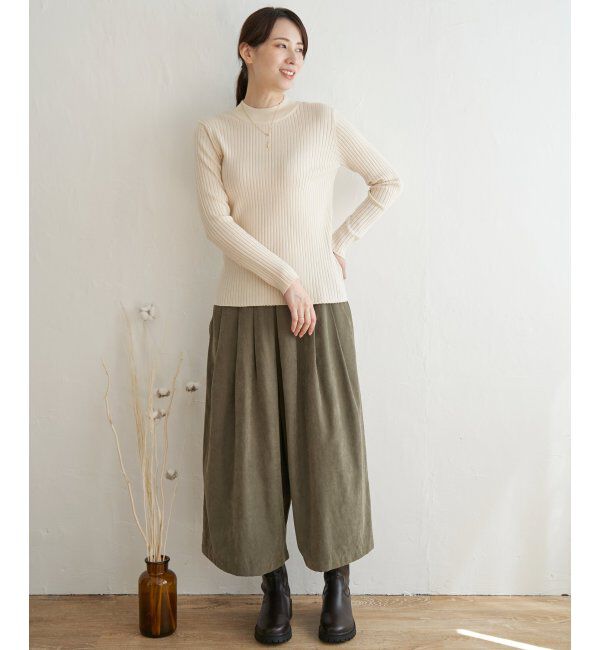 ikka「抗菌モックネックリブニット」|プルオーバー|