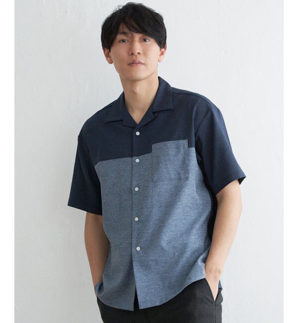 ikka「バイカラーオープンカラーシャツ」|シャツ・ブラウス|ブルー