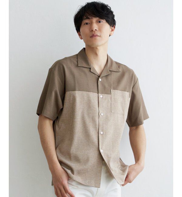 ikka「バイカラーオープンカラーシャツ」|シャツ・ブラウス|ベージュ