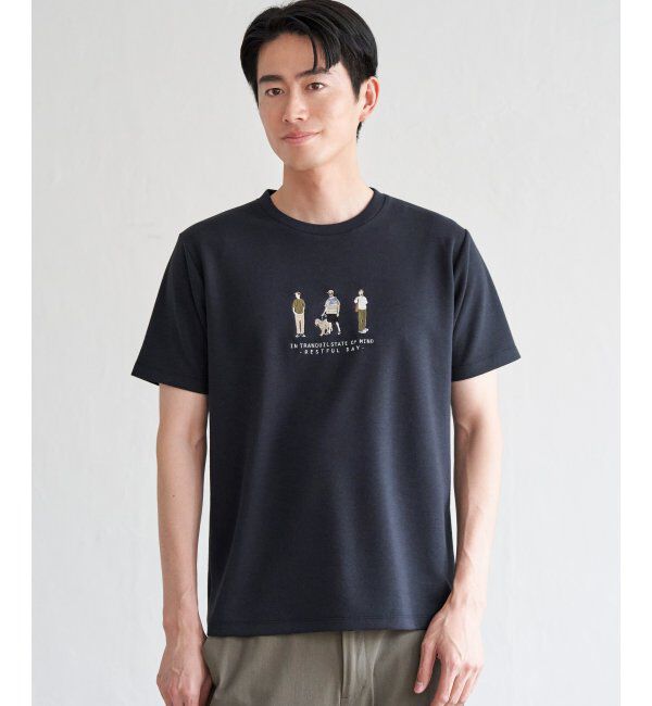 ikka「ポンチスリーメン刺繍Tシャツ」|Tシャツ・カットソー|