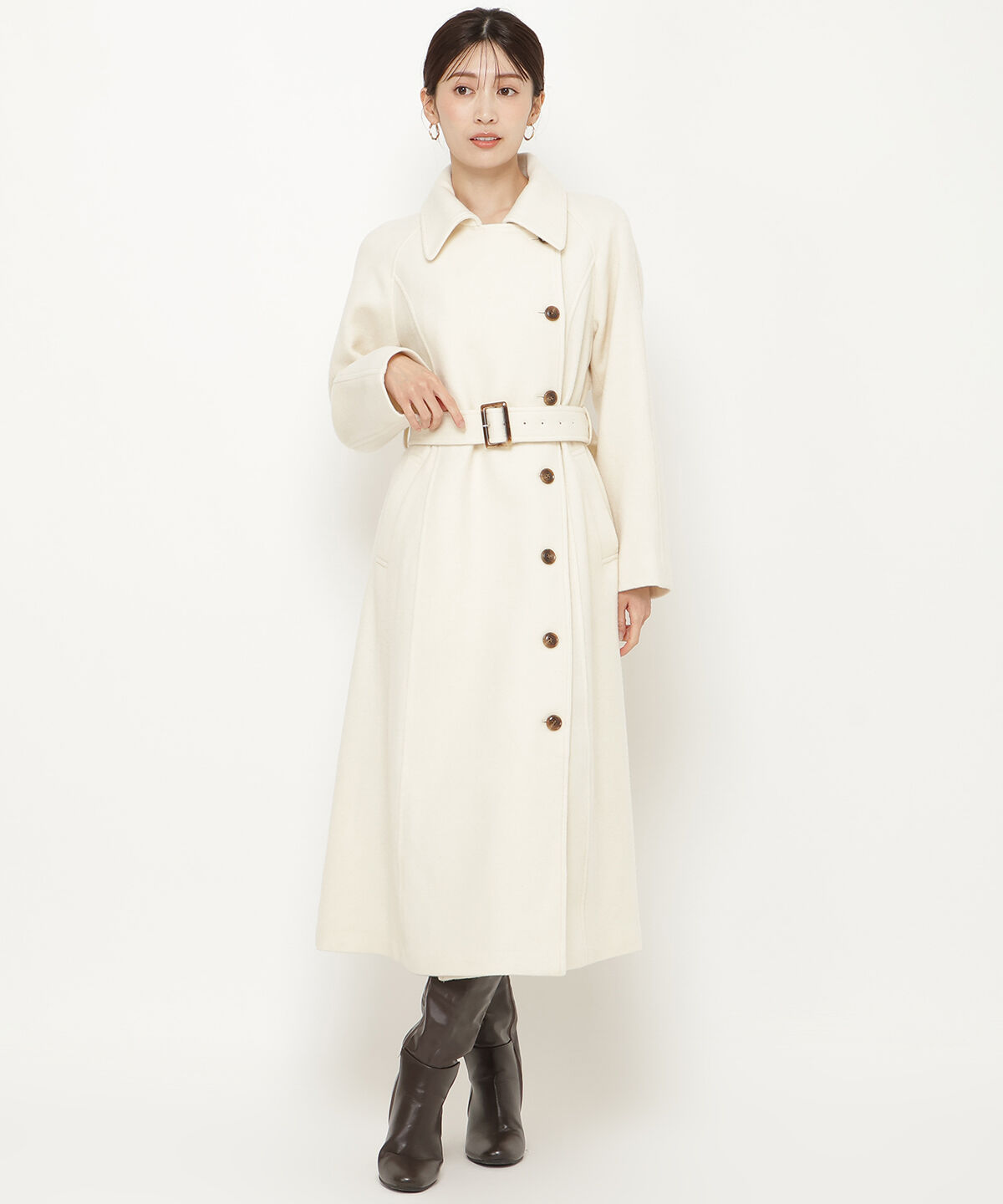 アンドクチュール「ウールモッサアシメボタンロングコート」|ダウン|