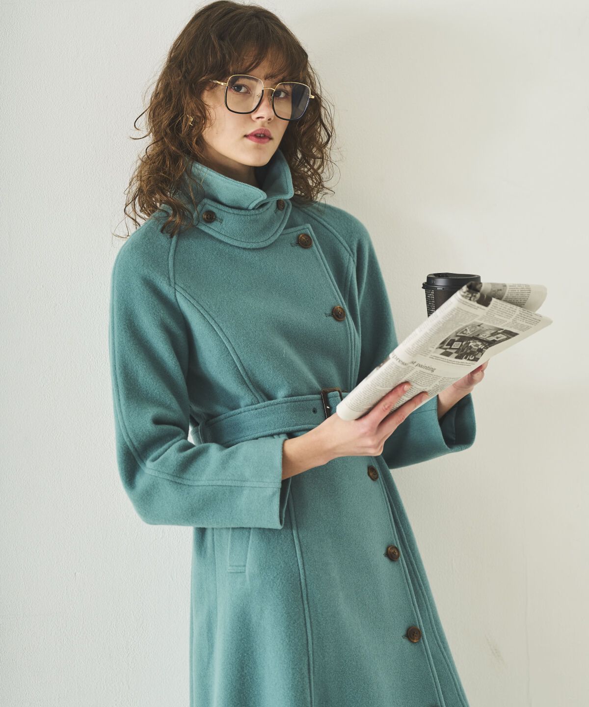 アンドクチュール「ウールモッサアシメボタンロングコート」|ダウン|