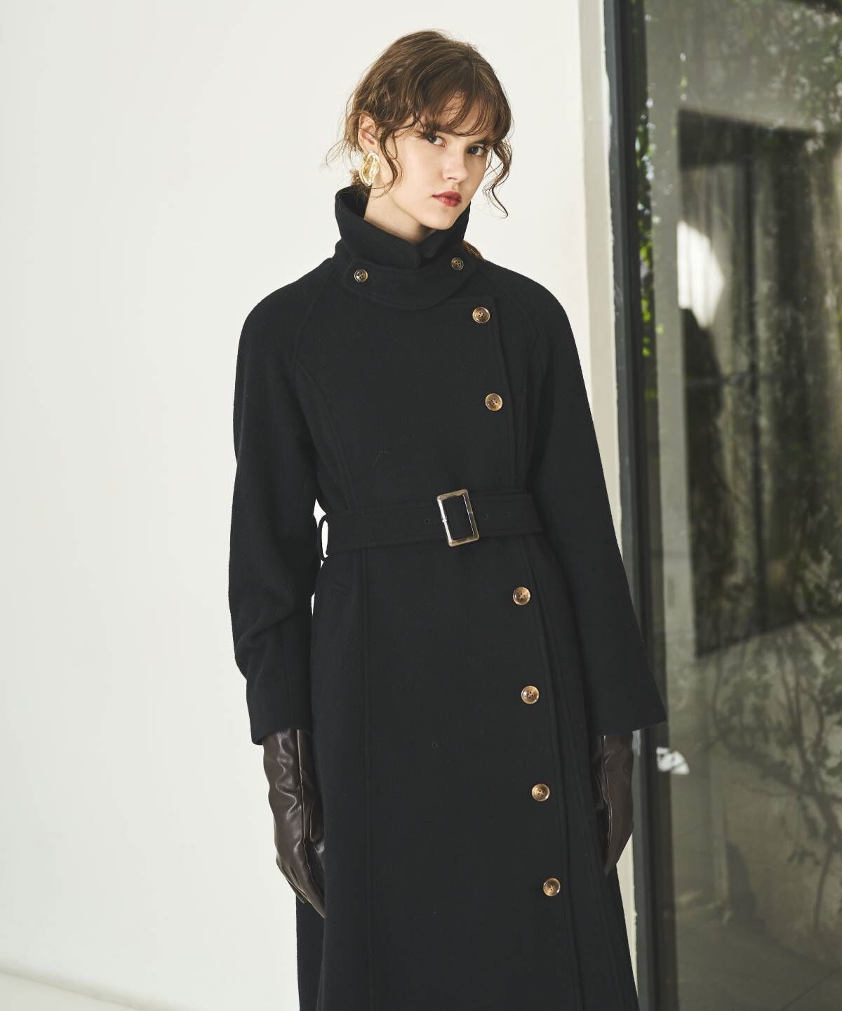 アンドクチュール「ウールモッサアシメボタンロングコート」|ダウン|