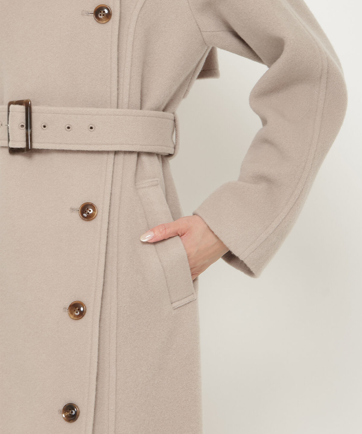 アンドクチュール「ウールモッサアシメボタンロングコート」|ダウン|