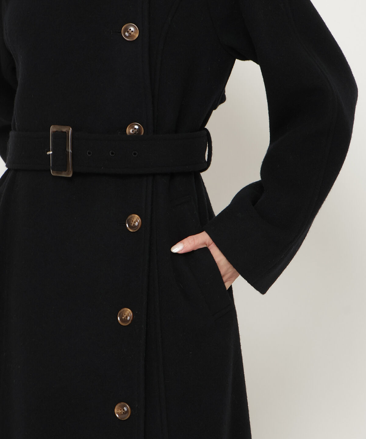 アンドクチュール「ウールモッサアシメボタンロングコート」|ダウン|