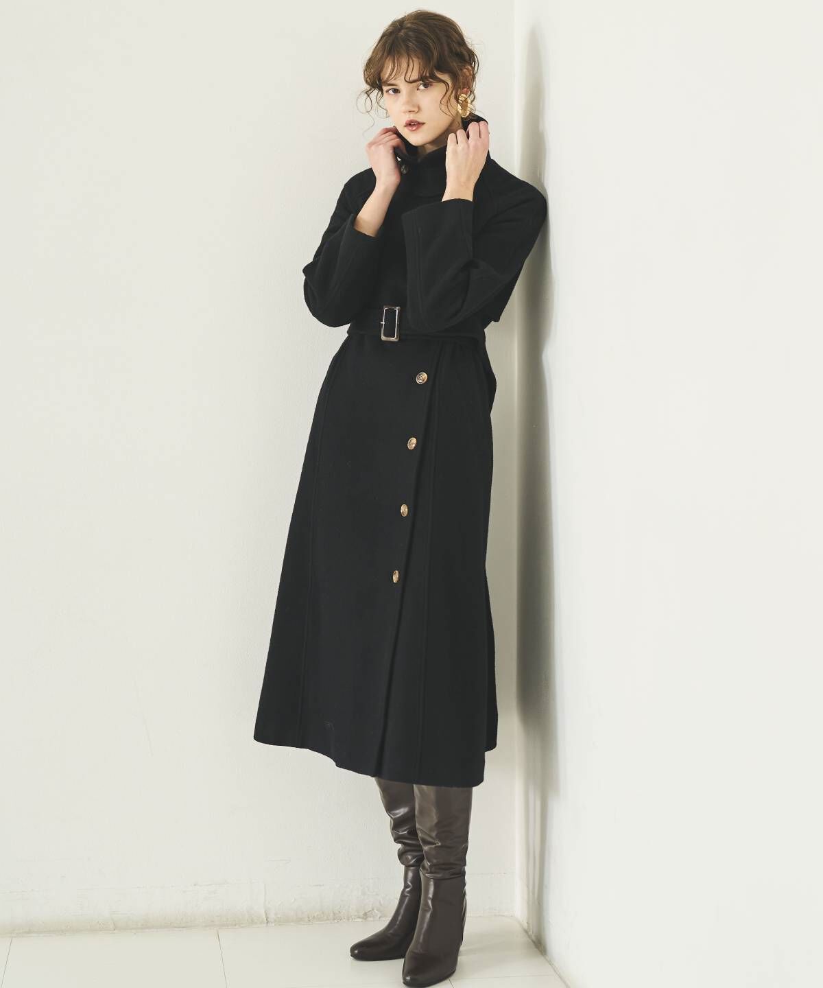 アンドクチュール「ウールモッサアシメボタンロングコート」|ダウン|