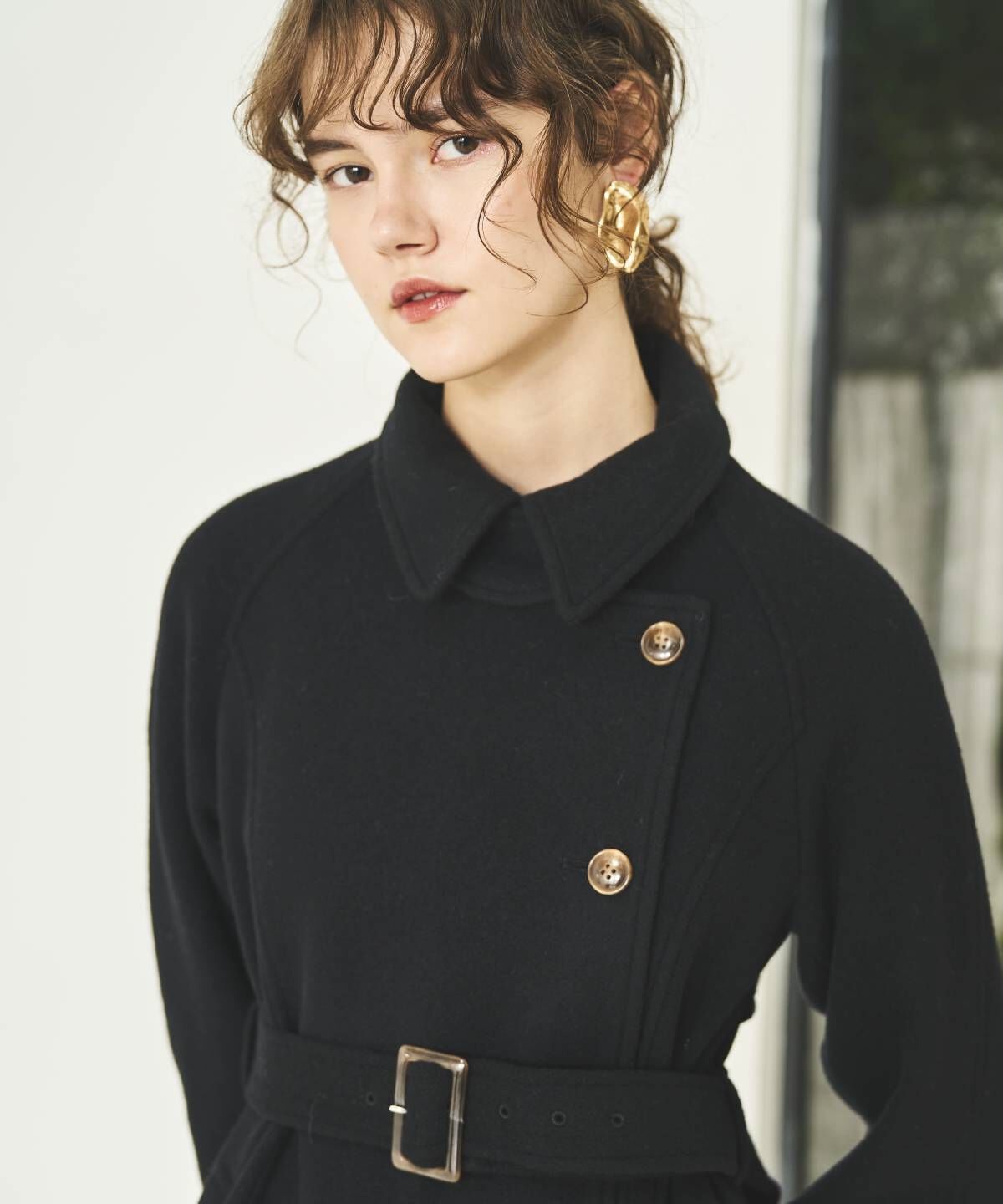 アンドクチュール「ウールモッサアシメボタンロングコート」|ダウン|