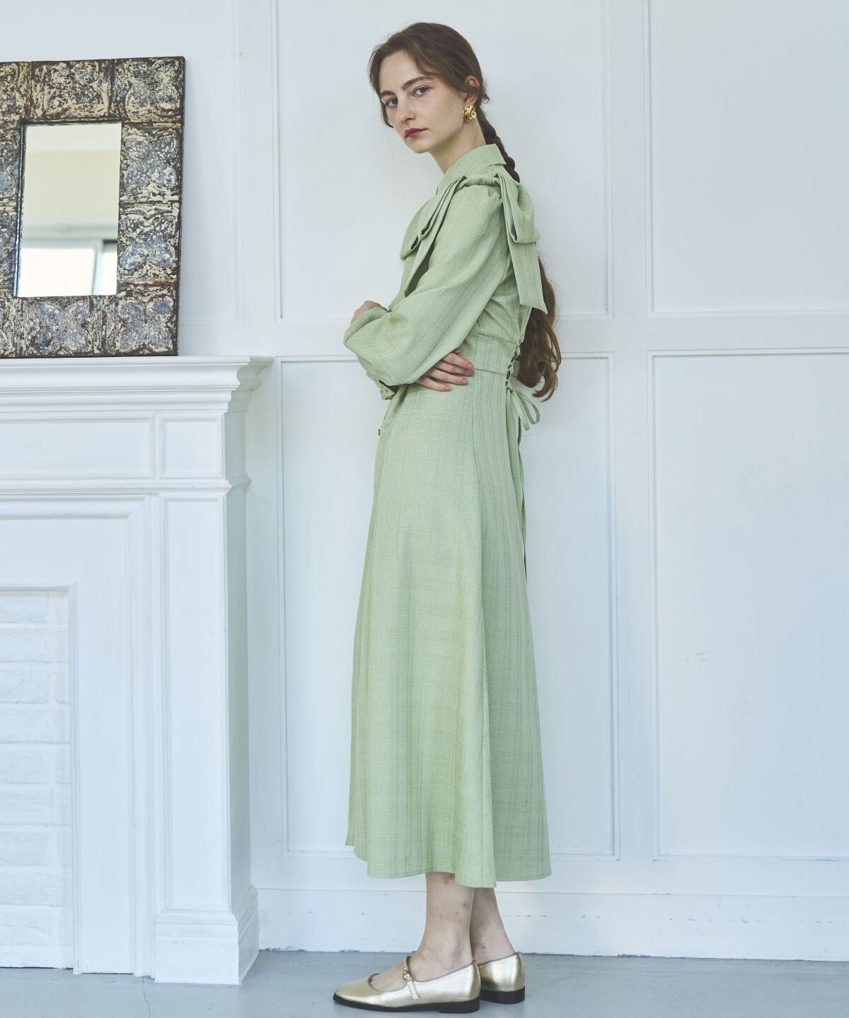 アンドクチュール「肩リボンシャツワンピース」|ワンピース|