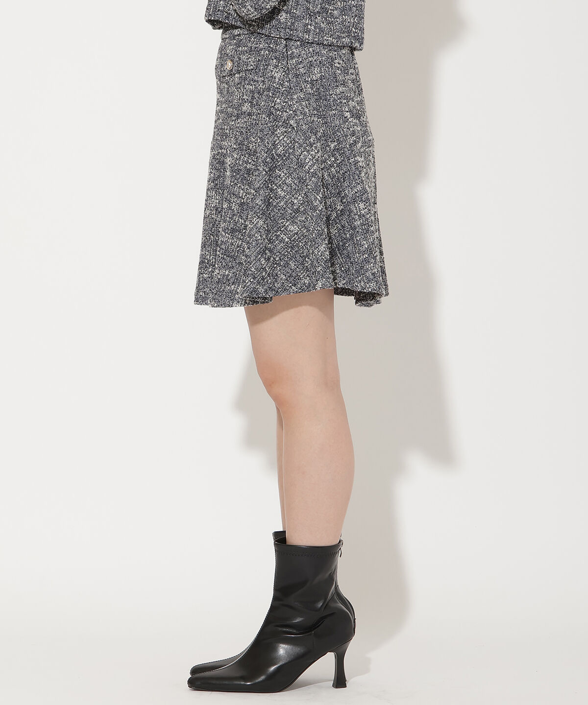 アンドクチュール「カットツイードミニスカート」|台形|