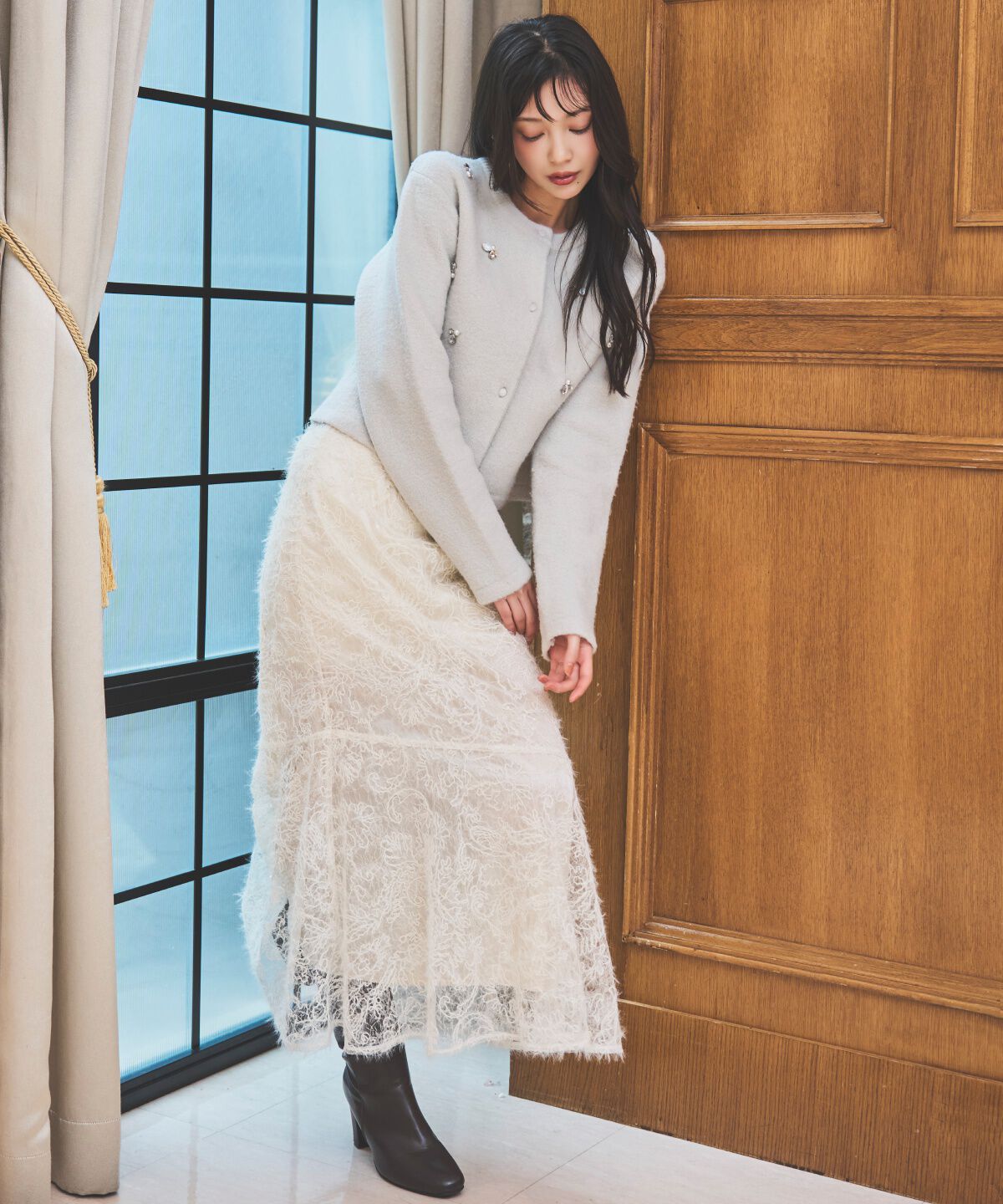 アンドクチュール「ビジュー付きニットカーディガン」|カーディガン|