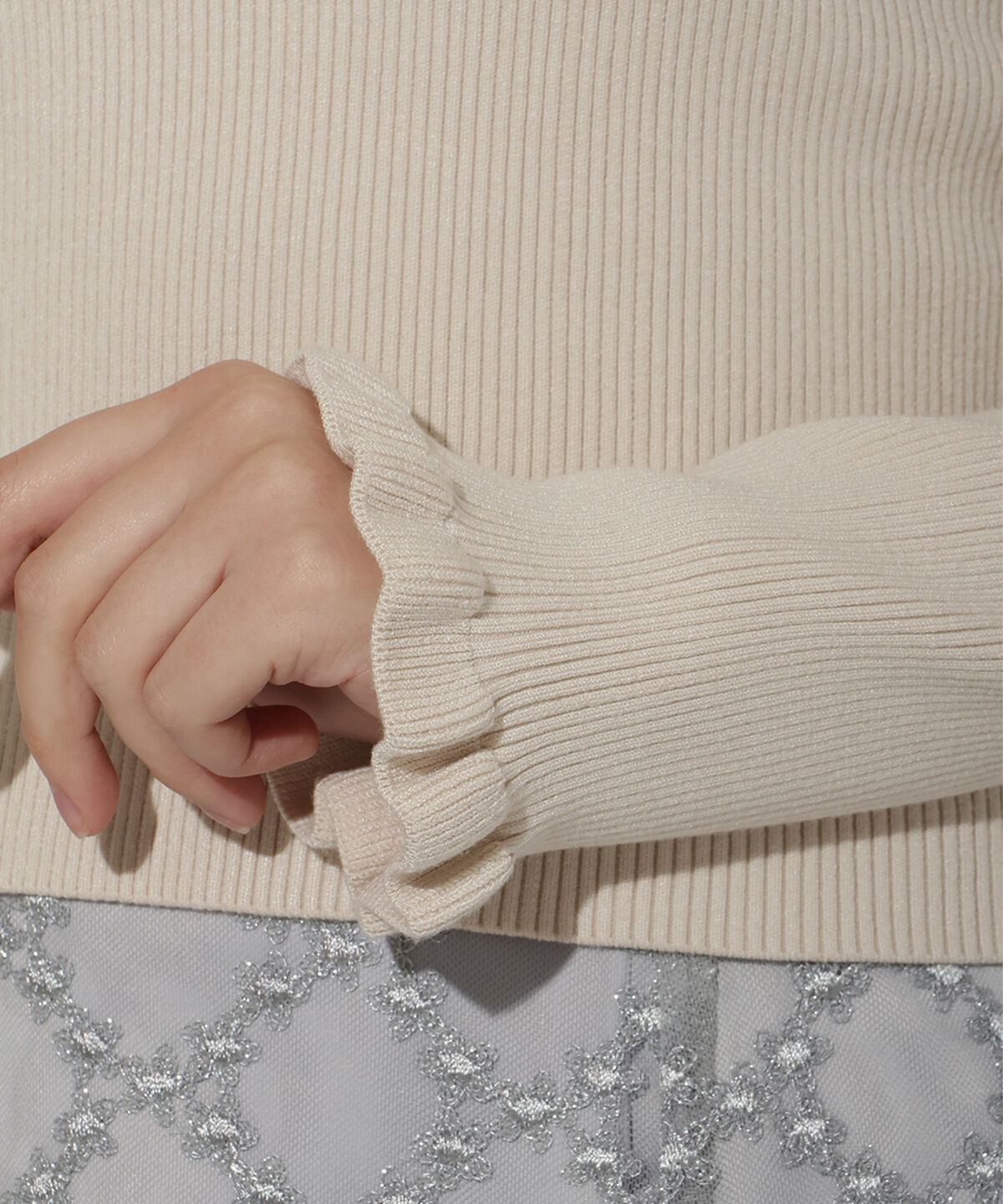 WILLSELECTION「フリルショルダーリブニット」|ニット・セーター|