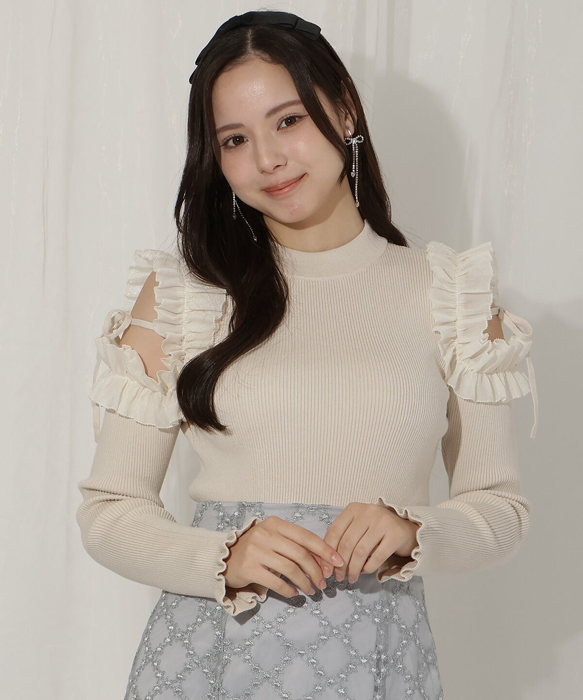 WILLSELECTION「フリルショルダーリブニット」|ニット・セーター|