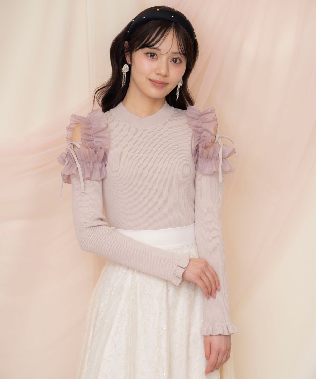 WILLSELECTION「フリルショルダーリブニット」|ニット・セーター|