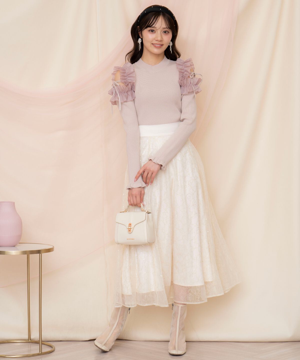 WILLSELECTION「フリルショルダーリブニット」|ニット・セーター|