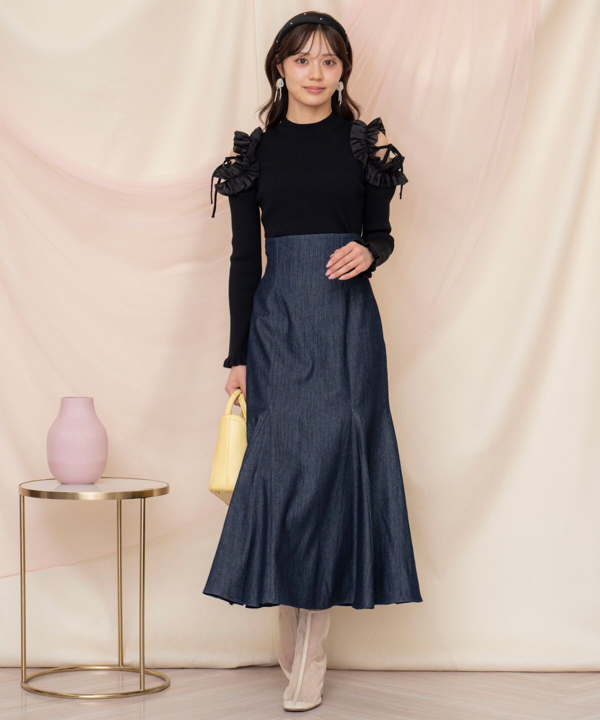 WILLSELECTION「フリルショルダーリブニット」|ニット・セーター|