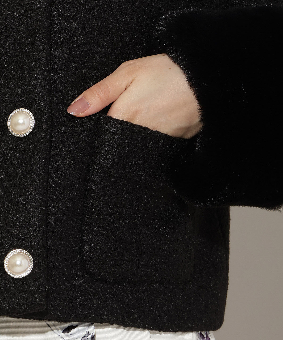 WILLSELECTION「ノーカラーブークレショートコート」|ノーカラーコート|