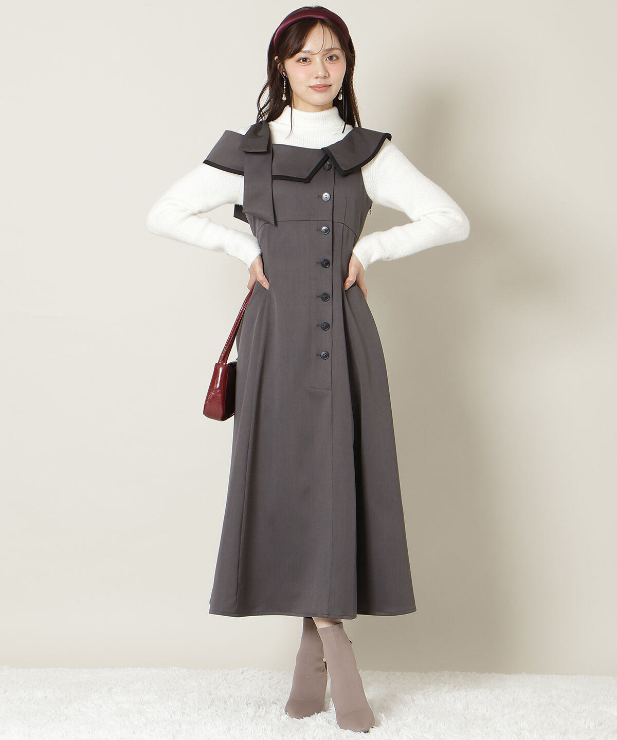 WILLSELECTION「アシンメトリーリボンショルダーワンピース」|ワンピース|ﾁｬｺｰﾙｸﾞﾚｰ