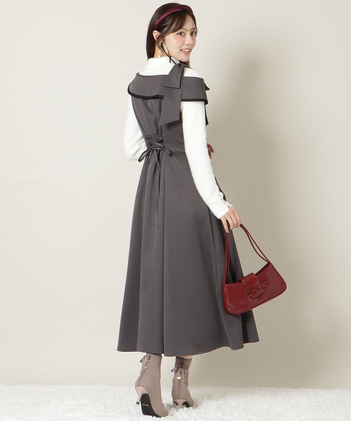 WILLSELECTION「アシンメトリーリボンショルダーワンピース」|ワンピース|