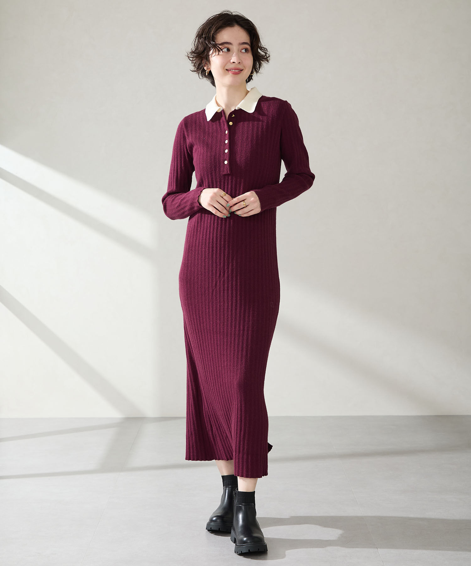 ORiental TRaffic「●2025秋冬新作● ニット ドッキング タンクソール ブーツ /51412」|ショートブーツ|