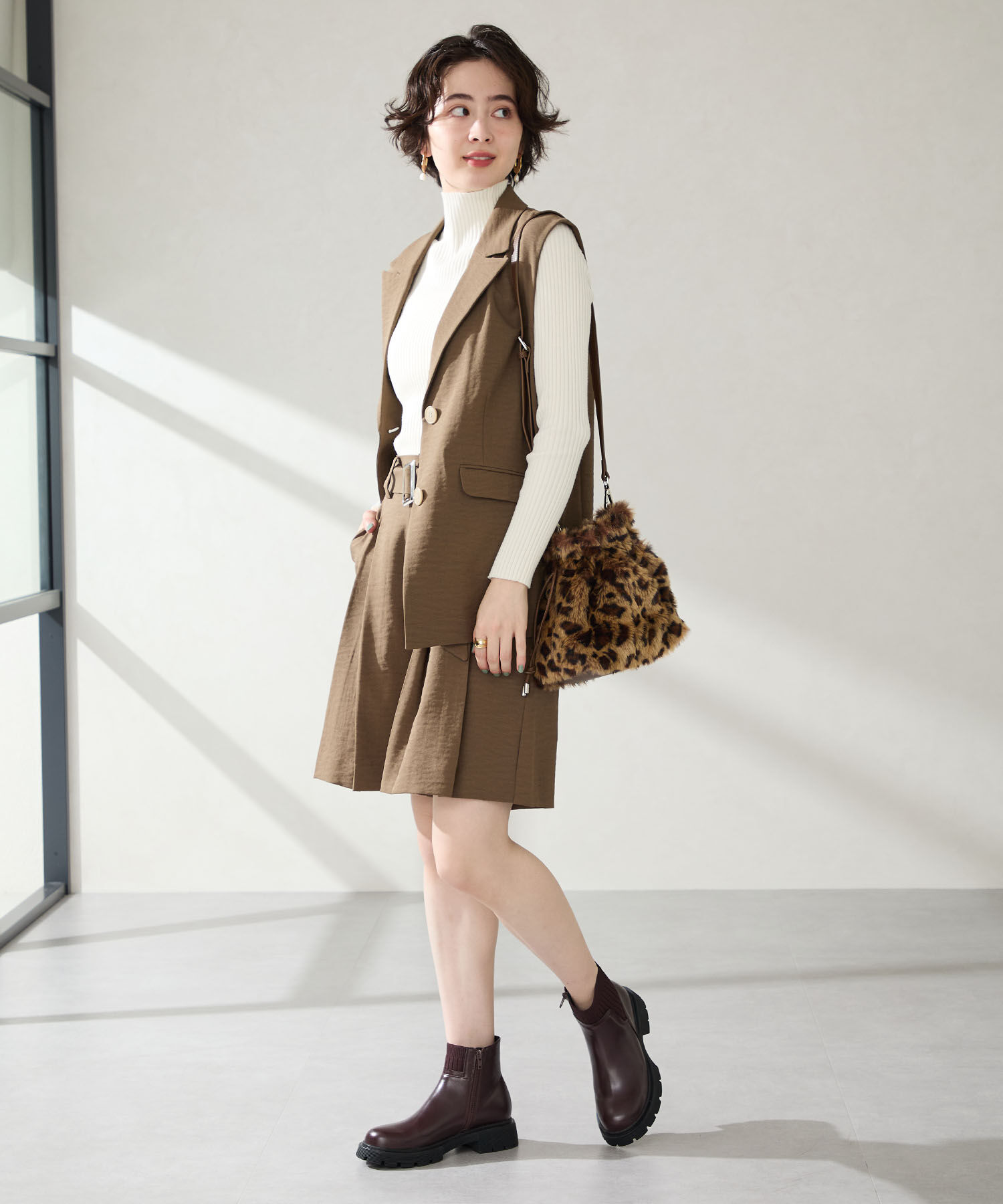 ORiental TRaffic「●2025秋冬新作● ニット ドッキング タンクソール ブーツ /51412」|ショートブーツ|