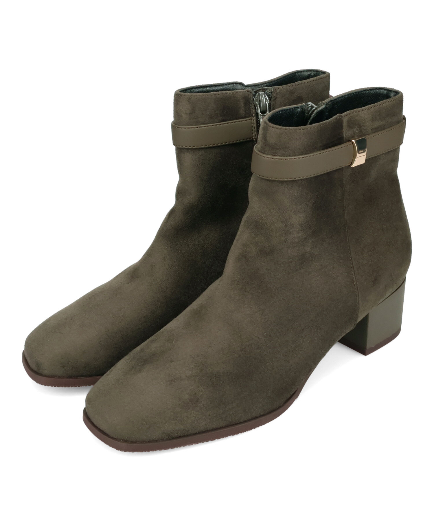 WA Oriental TRaffic「●2025秋冬新作●サイドベルトパーツ スエードブーツ /52404 厚手クッション」|ショートブーツ|KHAKI