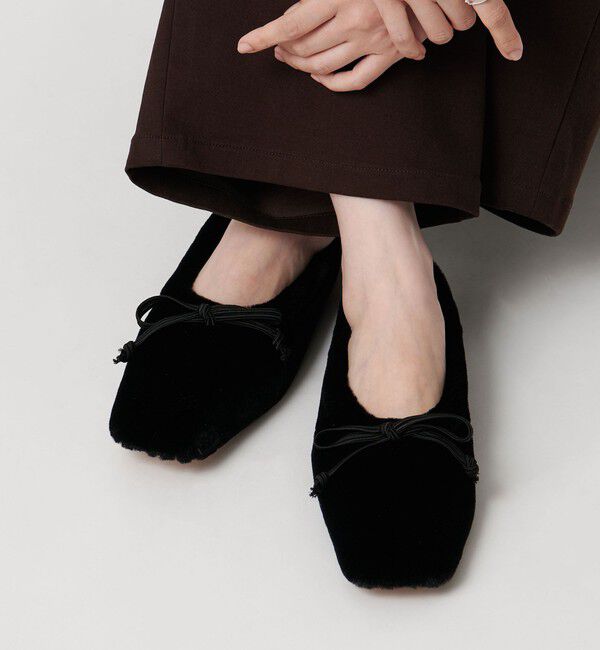 UNITED ARROWS「＜PIPPICHIC＞AMBER フェイクファー バレエシューズ」|バレエシューズ|BLACK