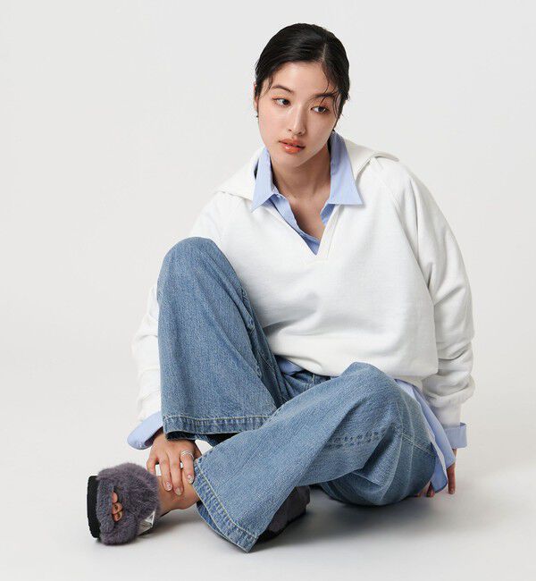 UNITED ARROWS「フェイクファークロス ビジュー サンダル」|サンダル|